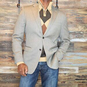 Ralph Lauren Black Label Herringbone Silk Wool Dual Vent Blazer Jacket 38R